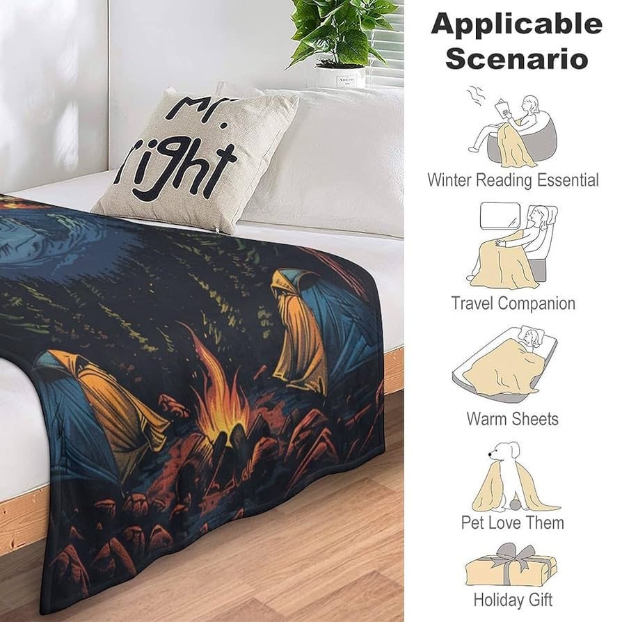 Amazon.com: TOWINSFB Bonfire Camping Throw Blanket, Fuzzy